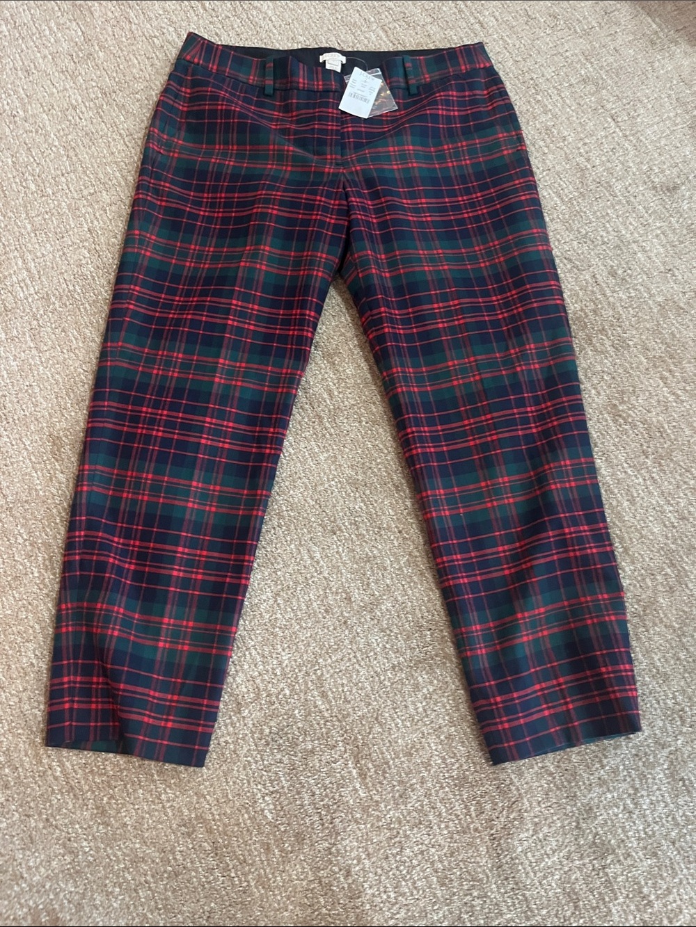 J. Crew Red and Green Plaid Ankle Pants